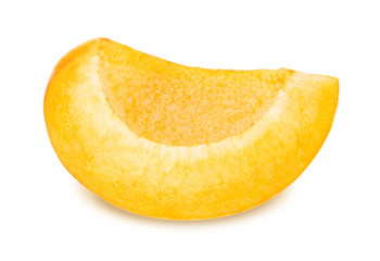 Quarter of ripe apricot isolated
