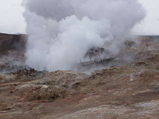 Geothermalkraftwerk Sudurnes am Vulkan Gebiet Gunnuhver, Grindavik, Island