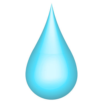 Realistic 3D water drop h2o, vector ecology concept