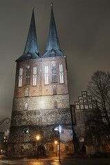 Facade of medieval gothic church in Berlin.