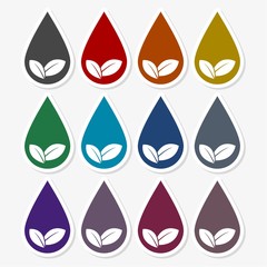 Leaves and water drop icon - Illustration
