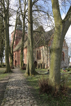 Church and cemetery in Gross Kiesow, Mecklenburg-Vorpommern, Germany