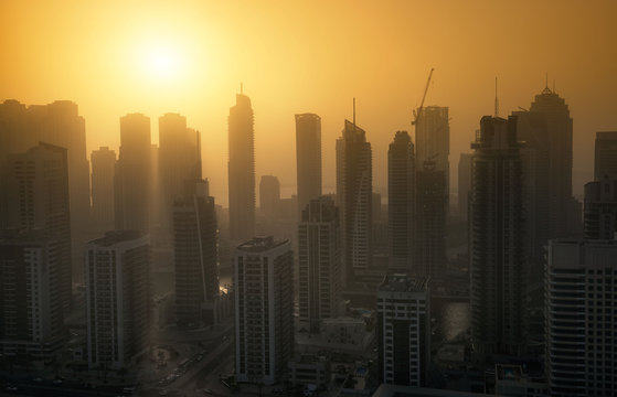 Dubai Marina Sunset In Summer. May 2017