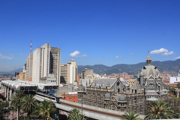 Fototapeta na wymiar Panorámica, sector centro de la ciudad. Medellín, Antioquia, Colombia.