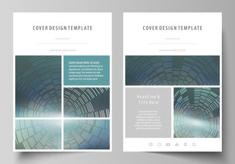 Business templates for brochure, flyer, booklet or report. Cover design template, easy editable vector, abstract flat layout in A4 size. Technology background in geometric style made from circles.