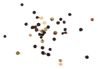 Colored pepper isolated on white background, top view