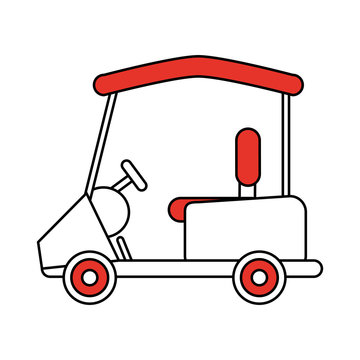 color silhouette cartoon golf cart vehicle vector illustration