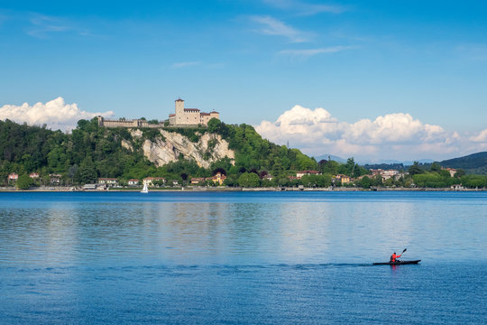Angera Castle on Maggiore Lake, Lombardy, italy
