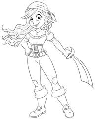 Hübsche Piratin Vektor Illustration