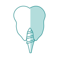 green shading silhouette cartoon dental implant icon vector illustration
