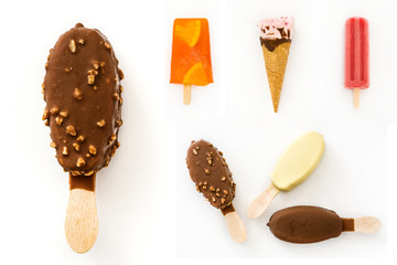 Different popsicles isolated on white background

