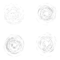 Set of black chaotic circles isolated on the white background