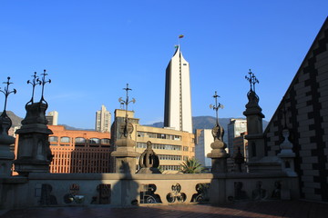 Panorámica, sector centro de la ciudad, desde el Palacio de la Cultura Rafael Uribe Uribe. Medellín, Antioquia, Colombia.