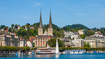 Fototapeta premium Lucerne, a town located on the shores of the Lake Lucerne, Switzerland 