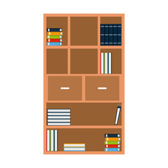 bookshelf books encyclopedia furniture wooden vector illustration