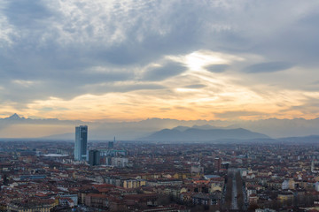 Soleil couchant sur Turin