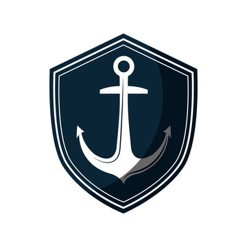 emblem with anchor icon over white background. vector illustration