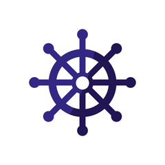 rudder wheel icon over white background. vector illustration