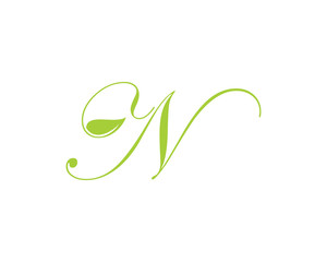 Leaf and Script Letter N