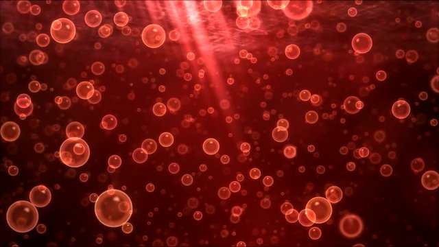 Underwater Travel Animation with Bubbles - Loop Red