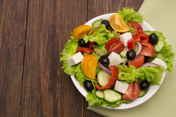 fresh vegetable salad isolated on white background