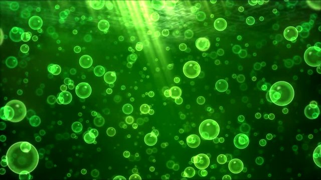 Underwater Travel Animation with Bubbles - Loop Green