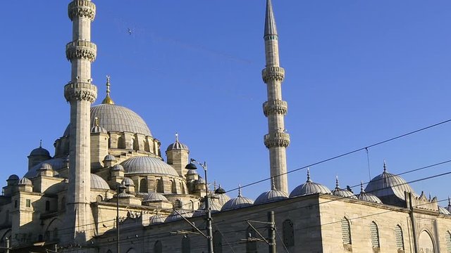 Yeni Cami Mosque Architecture Close up. City center in Istanbul, Turkey