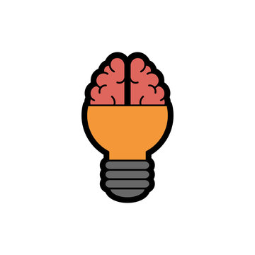 brain bulb icon over white background. colorful desing. vector illustration