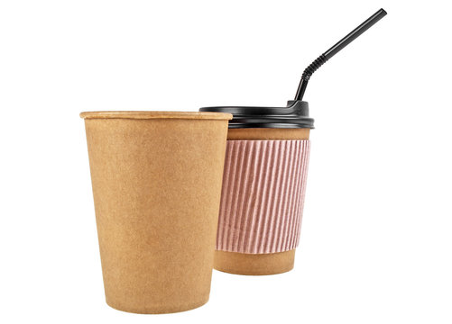 Different coffee cups on a white background