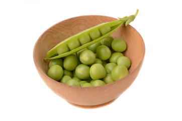 Green peas on white background