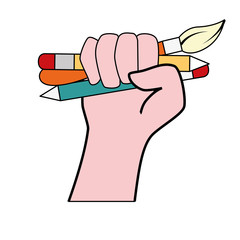 Pencil, marker and paint brush icon vector illustration graphic design