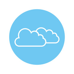 clouds icon over blue circle and white background. vector illustration