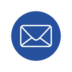 envelope icon over blue circle and white background. vector illustration