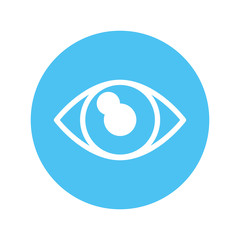 eye icon over blue circle and white background. vector illustration
