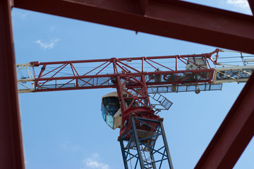 Construction cranes used in the construction of multi-storey buildings