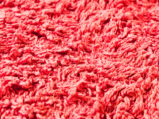 red cotton wool close up texture towel