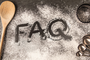 Handwritten word drawn in the flour - FAQ - obrazy, fototapety, plakaty