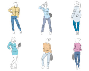 Six mannequin with casual outfit