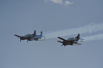 Synchronized flight of 4 planes in the team during Israeli 69st independent day 