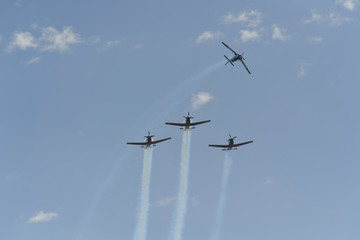 Synchronized flight of 4 planes in the team during Israeli 69st independent day 