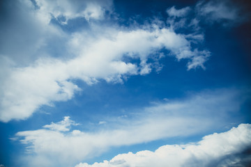 blue sky with clouds closeup. Beautiful bakcground