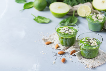 Green smoothie with kale apple broccoli lime and spinach