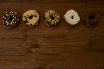 donuts on a wooden table