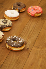 donuts on a wooden table