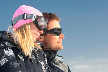 Ski couple portrait
