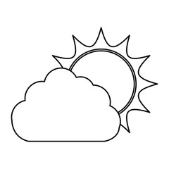 cloud and sun icon over white background. vector illustration