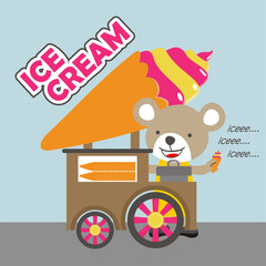 cute bear sell sweet ice cream kids t shirt design