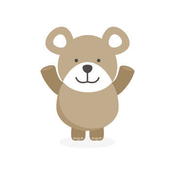 cute flat bear character with happy face