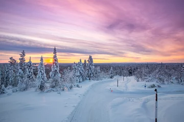 Fotobehang Winter landscape in Lapland, Finland. © victormro
