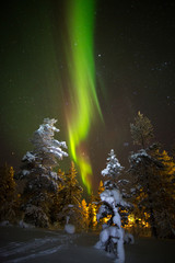 Aurora borealis (northern lights) in Lapland, Finland.